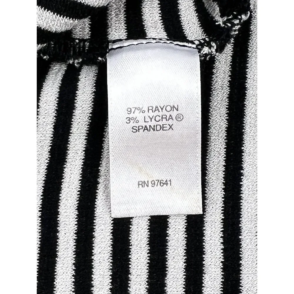 J.Jill Wearever Collection Striped Open Front Duster Cardigan Small Black White